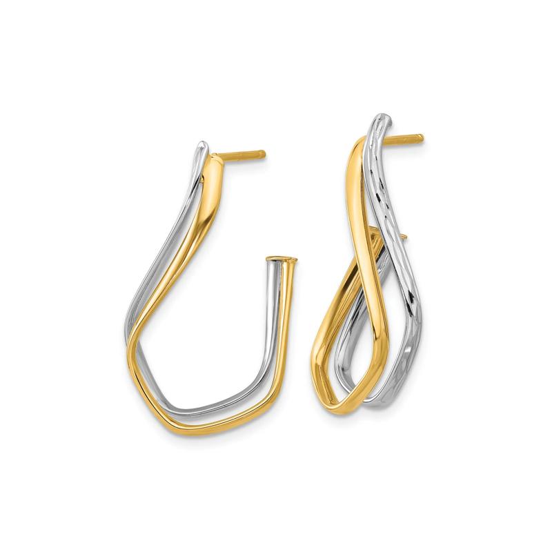 Double J Hoop Earrings in 14K Yellow &amp; White Gold – Image 1 of 2