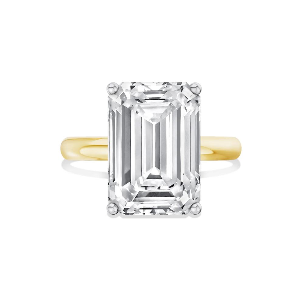 Lab Grown Diamond Emerald-Cut Solitaire Ring in 14K Yellow &amp; White Gold (8 ct.) – Image 1 of 4