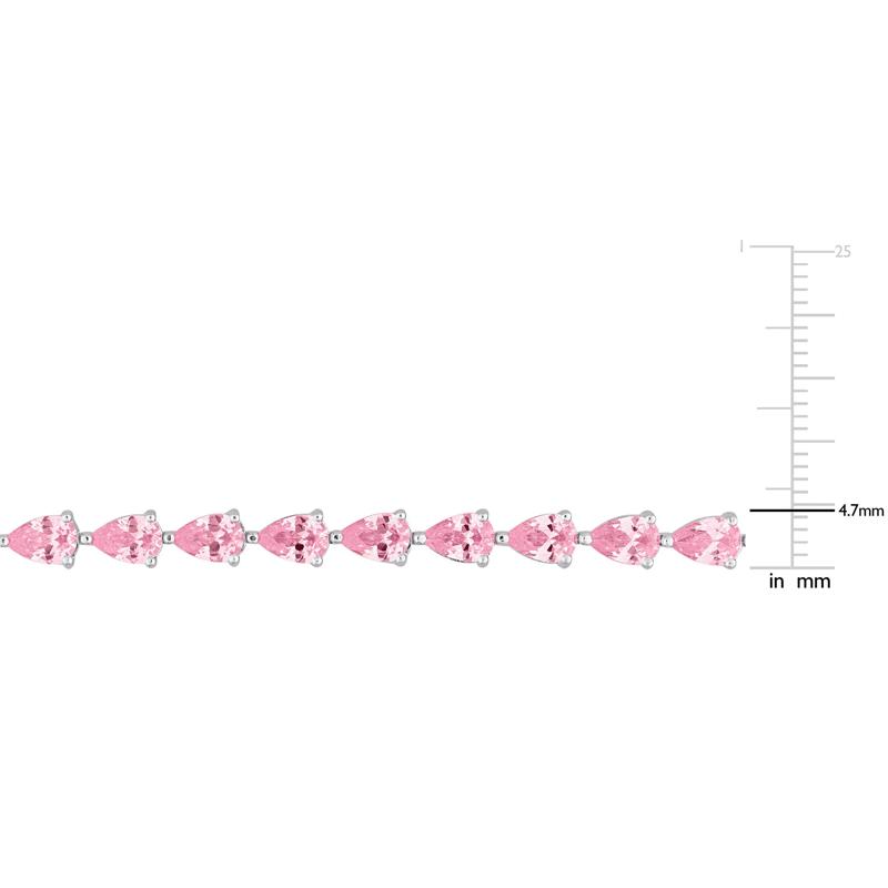 Lab-Created Pink Sapphire Tennis Bracelet in Sterling Silver, 7.25&rdquo;  – Image 5 of 5