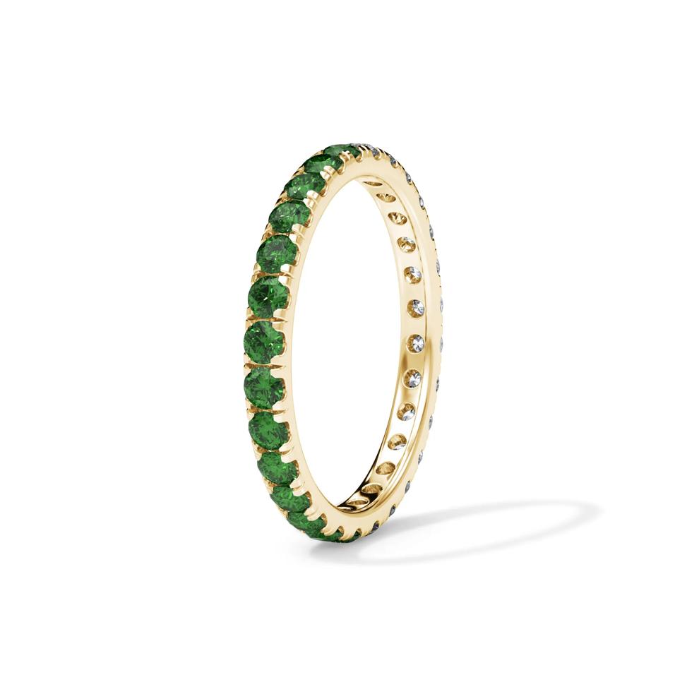 Lab Grown Diamond and Lab-Created Emerald Eternity Band in 14K Yellow Gold (1/2 ct. tw.) – Image 3 of 4