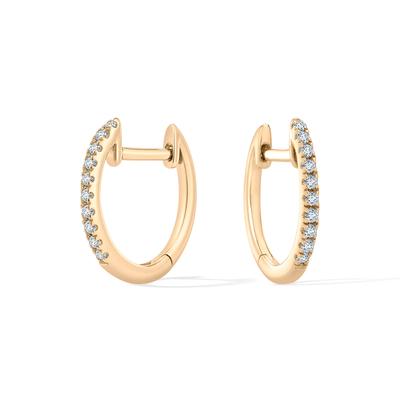 Diamond Huggie Hoop Earrings in 10K Yellow Gold, 12mm (1/10 ct. tw.)