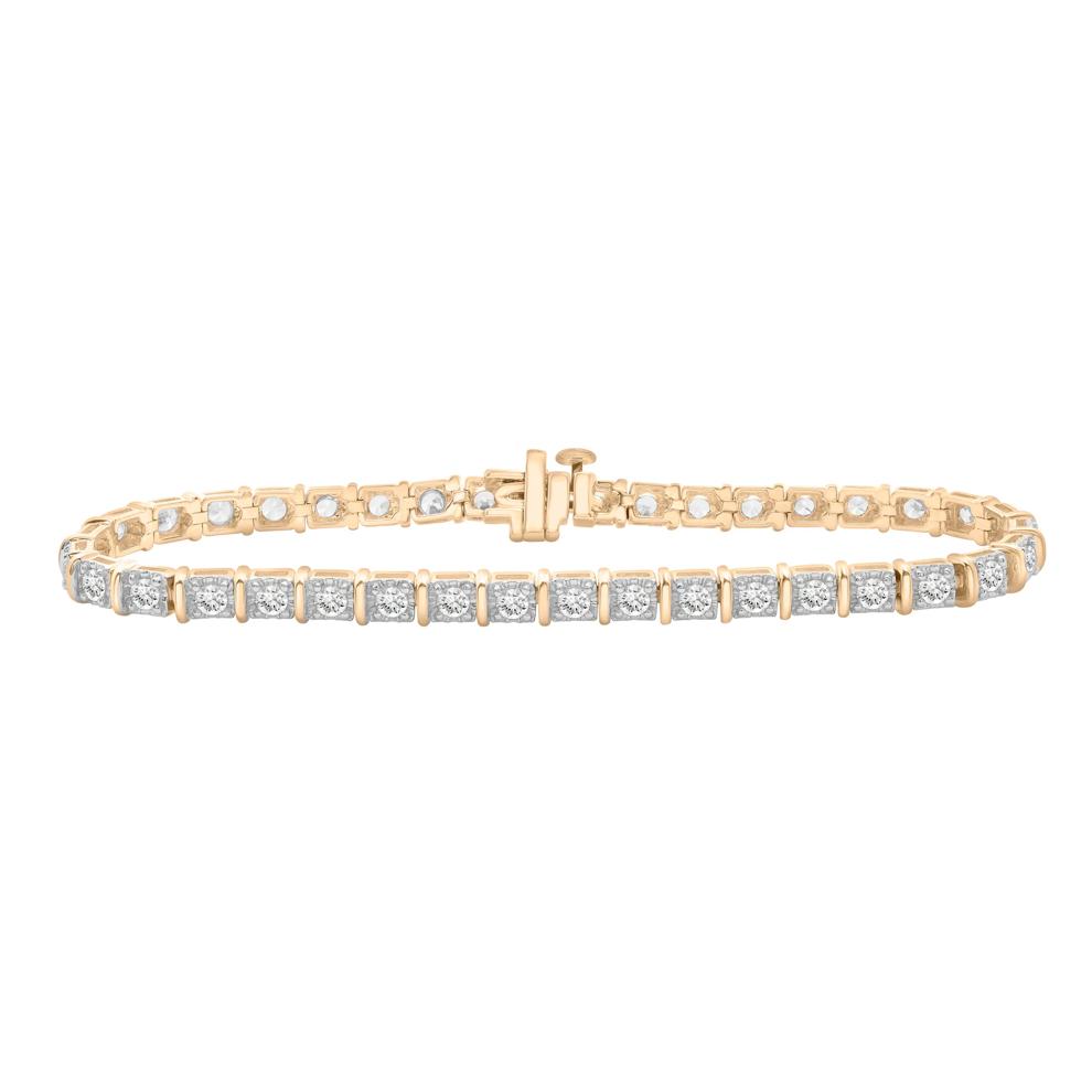 Diamond Faux-Channel Bar Bracelet in 10K Yellow Gold (2 1/2 ct. tw.) – Image 1 of 1