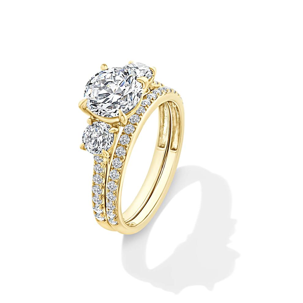 Lab Grown Diamond Three-Stone Engagement Set in 10K Yellow Gold (2 1/2 ct. tw.) – Image 5 of 6