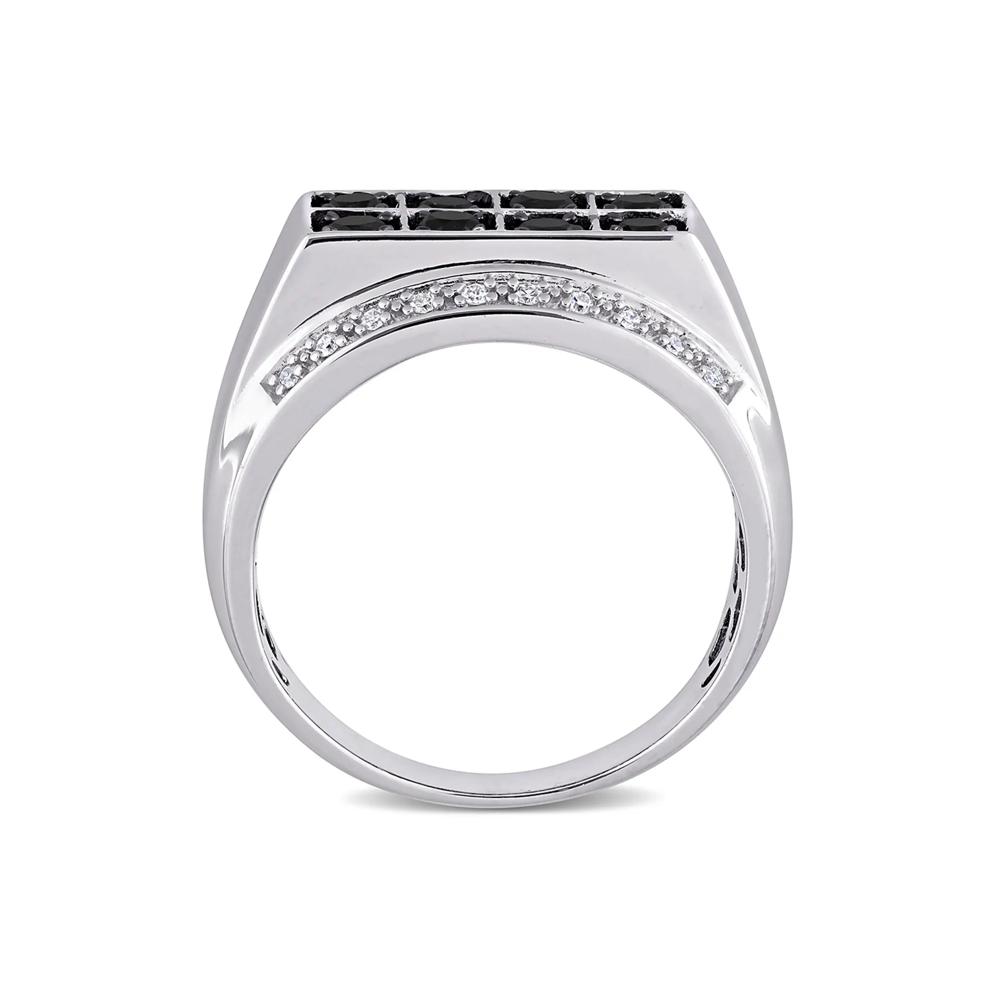 Men&rsquo;s Black &amp; White Diamond Ring in Sterling Silver (1 ct. tw.) – Image 2 of 5