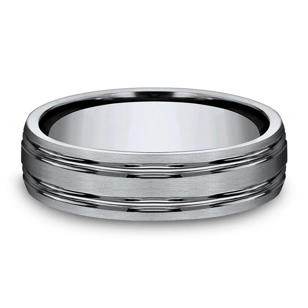 Men's Grooved Band in Titanium, 6MM – Image 1 of 3