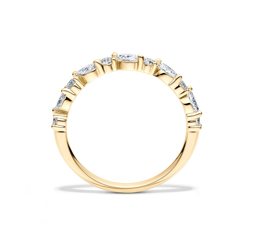 Lab Grown Diamond Slanted Marquise &amp; Round Anniversary Band in 10K Yellow Gold (1/2 ct. tw.) – Image 2 of 4