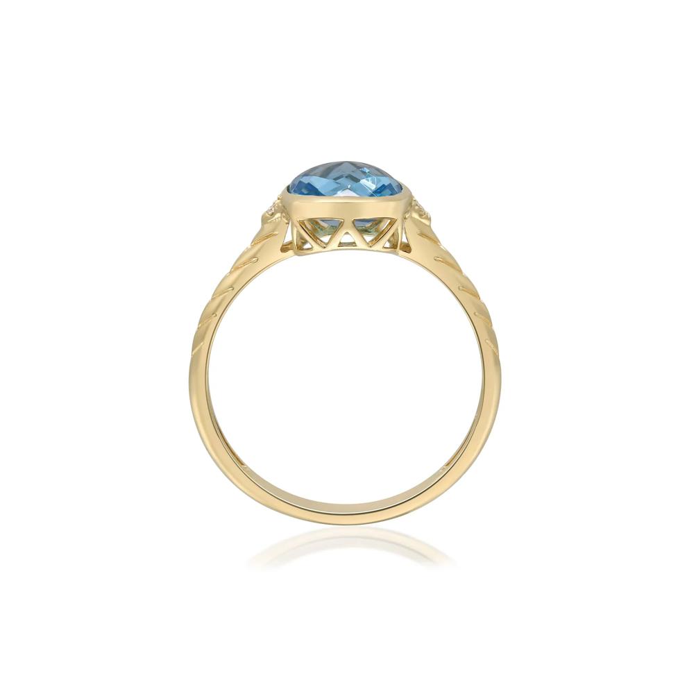 Swiss Blue Topaz &amp; Diamond Accent Ring in 10K Yellow Gold – Image 3 of 5