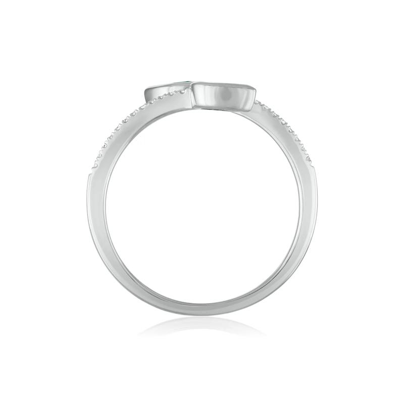 Diamond and Emerald Wrap Ring in 10K White Gold &#40;1/10 ct. tw.&#41; – Image 2 of 3