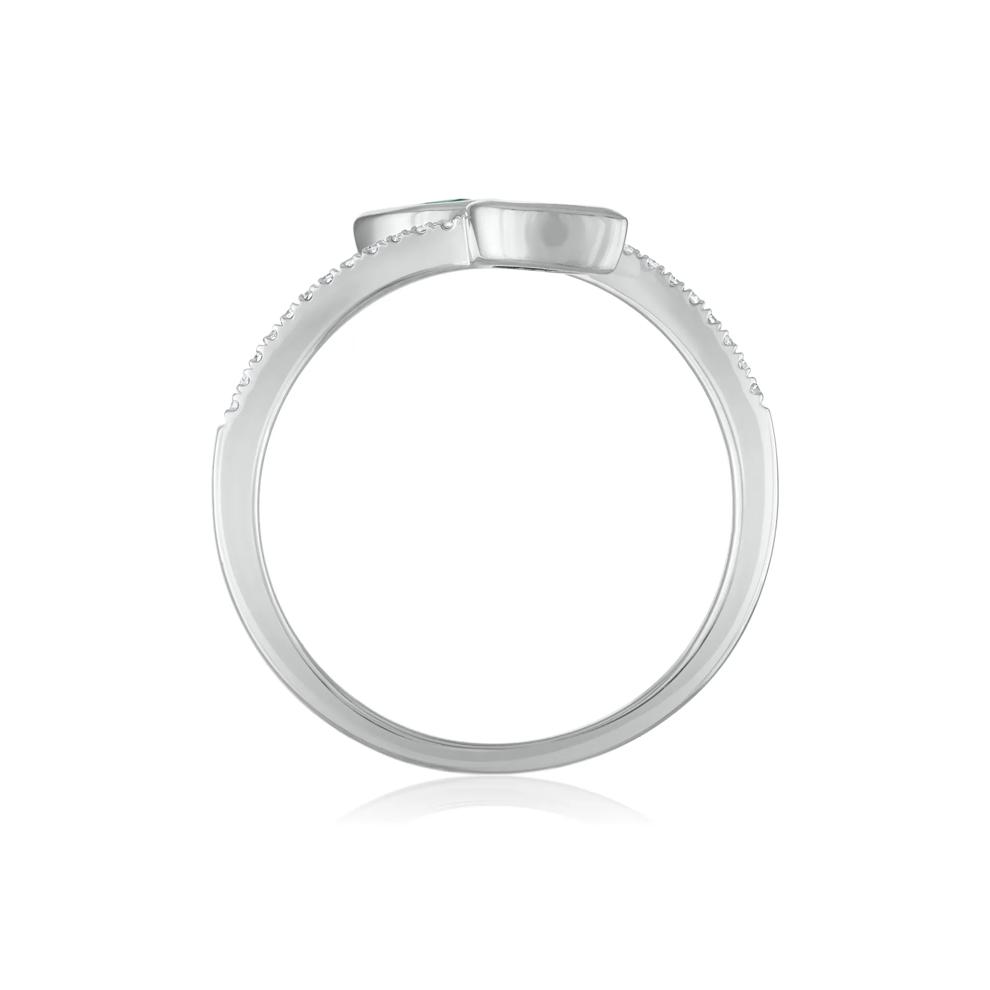 Diamond and Emerald Wrap Ring in 10K White Gold (1/10 ct. tw.) – Image 2 of 3