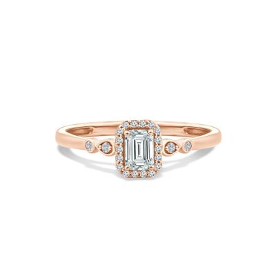 Lab Grown Diamond Emerald Center Promise Ring in 10K Rose Gold (1/2 ct. tw.)