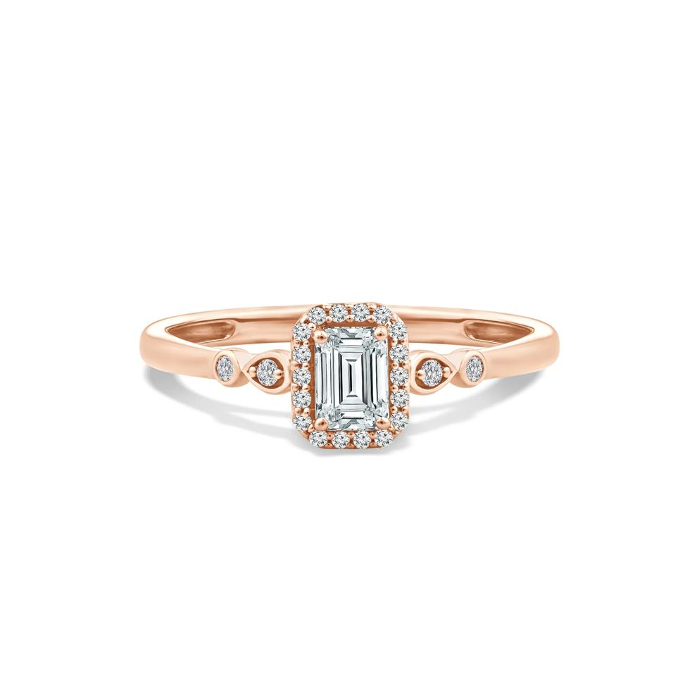 Lab Grown Diamond Emerald Center Promise Ring in 10K Rose Gold (1/2 ct. tw.) – Image 1 of 4