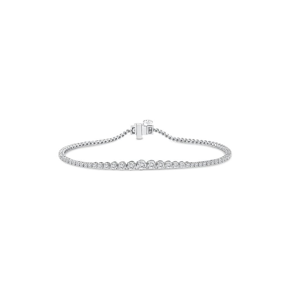 Round Diamond Line Bracelet in 10K White Gold (1 ct. tw.) – Image 1 of 2