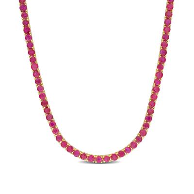 Ruby Tennis Necklace in 14K Yellow Gold, 16”