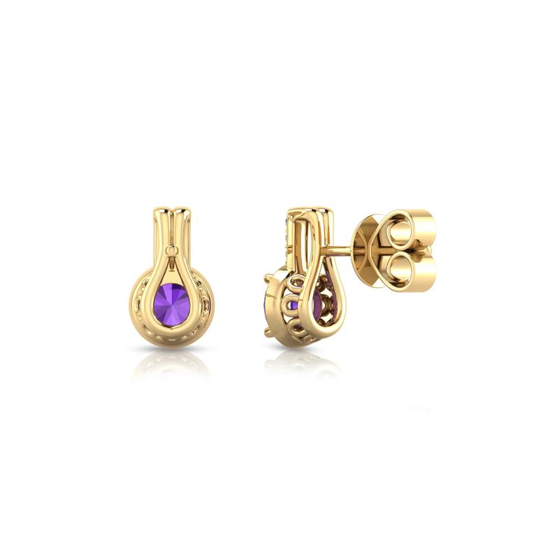 Amethyst and Diamond Accent Earrings in 10K Yellow Gold – Image 3 of 3