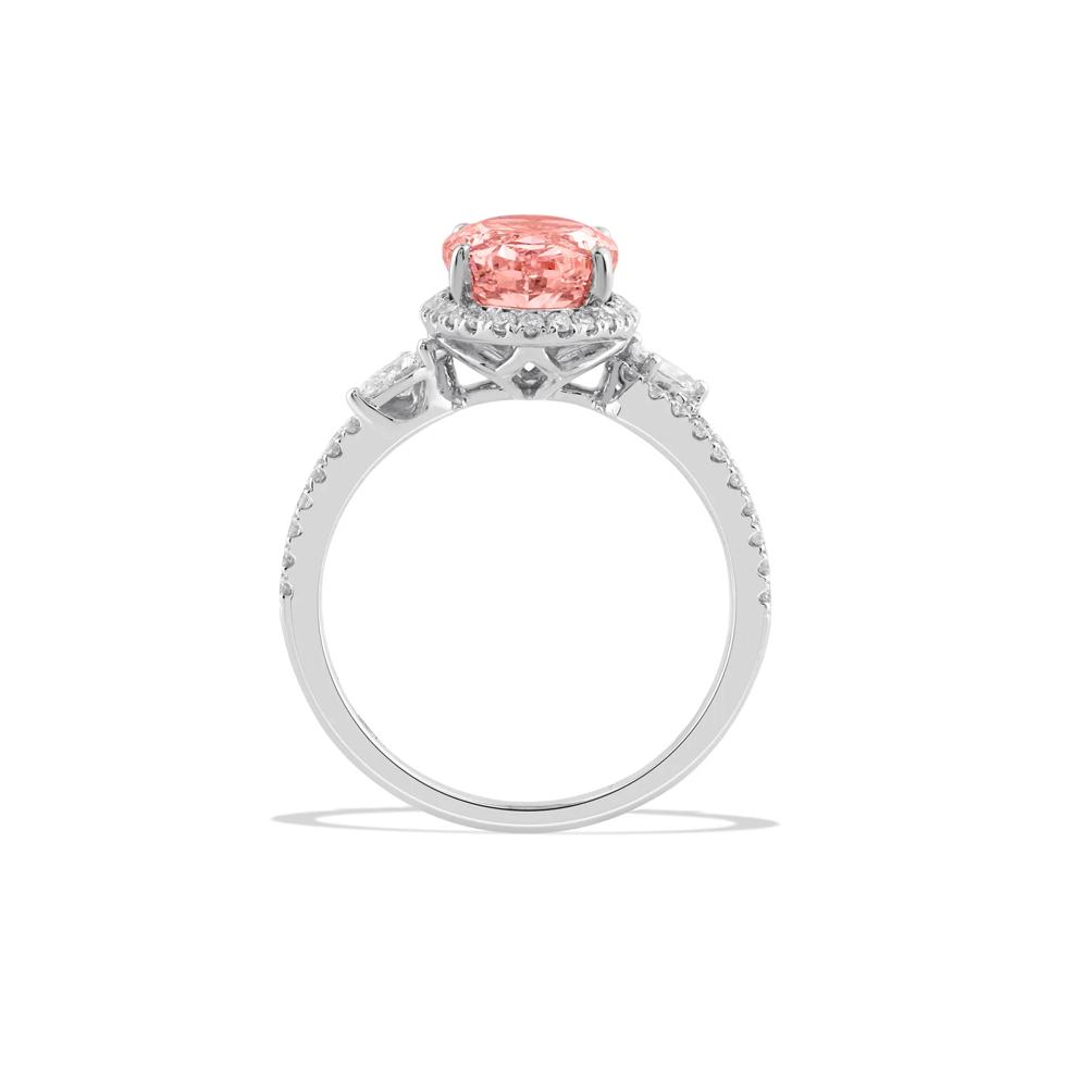 Lab Grown Diamond Fancy Pink Oval Halo Engagement Ring in 14K White Gold (3 1/2 ct. tw.) – Image 2 of 4