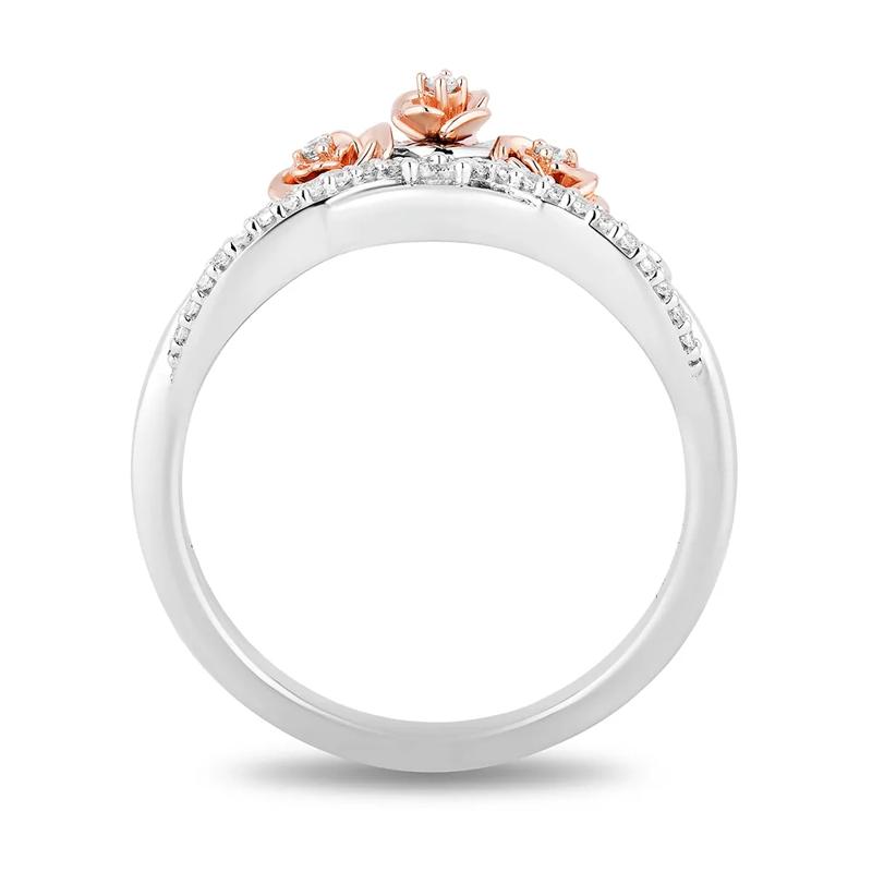 Diamond Rose Tiara &quot;Belle&quot; Ring in Sterling Silver &amp; 10K Rose Gold &#40;1/10 ct. tw.&#41; – Image 2 of 4