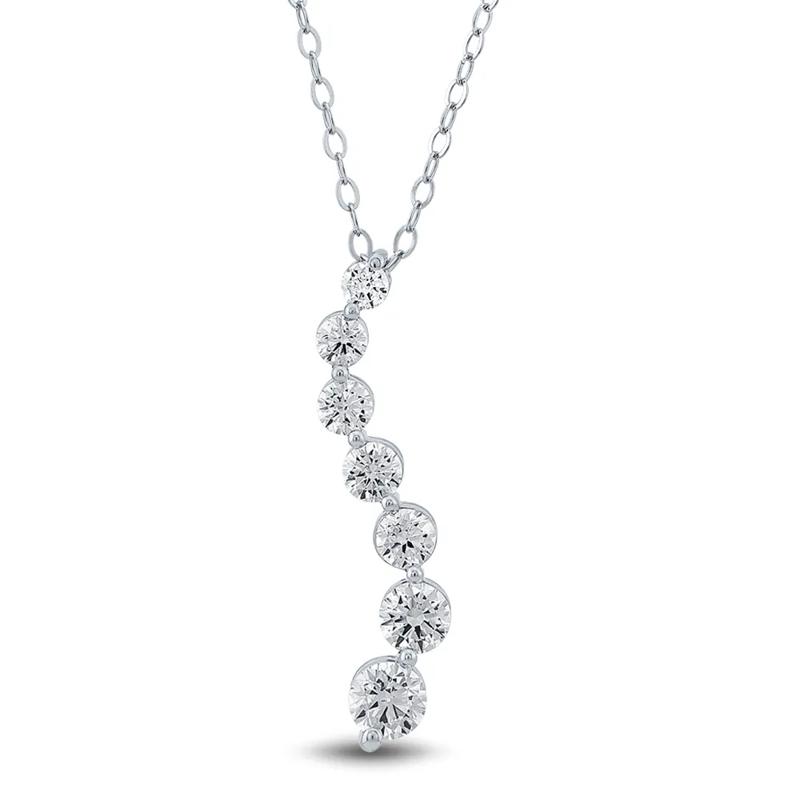 Lab Grown Diamond Journey Pendant in 14K White Gold &#40;3/4 ct. tw.&#41; – Image 1 of 3