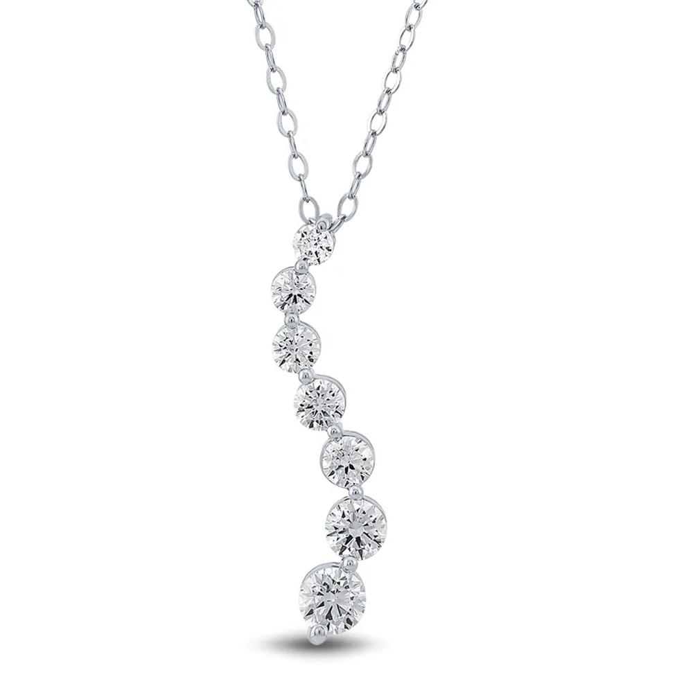 Lab Grown Diamond Journey Pendant in 14K White Gold (3/4 ct. tw.) – Image 1 of 3