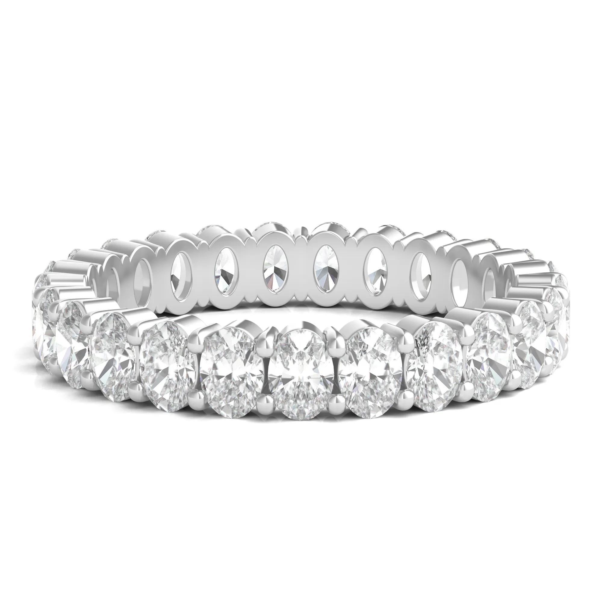 2 ct. tw. Oval-Shaped Diamond Wedding Band Ring with Eternity Setting | 14K White Gold | Size 6 | 3mm | Signature Collection