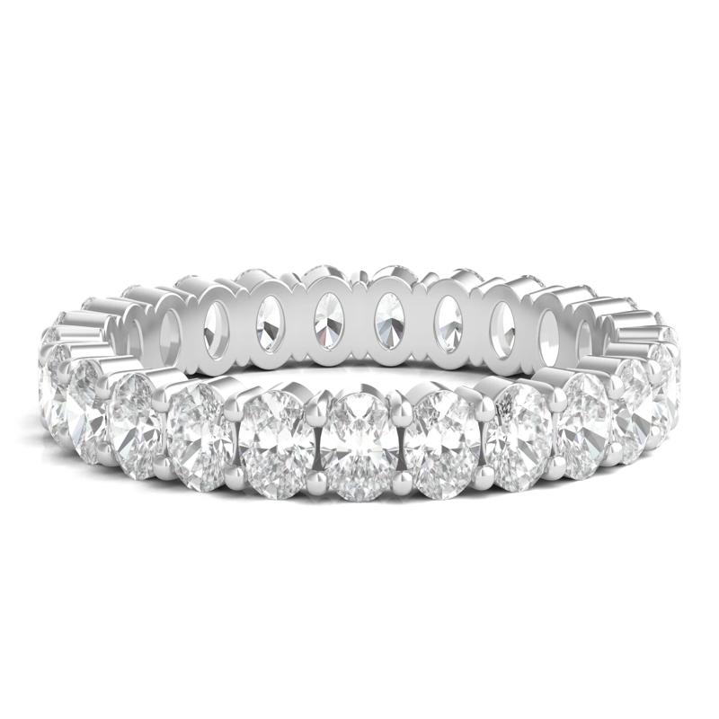 Oval-Shaped Diamond Wedding Band with Eternity Setting in 14K White Gold &#40;2 ct. tw.&#41; – Image 1 of 3
