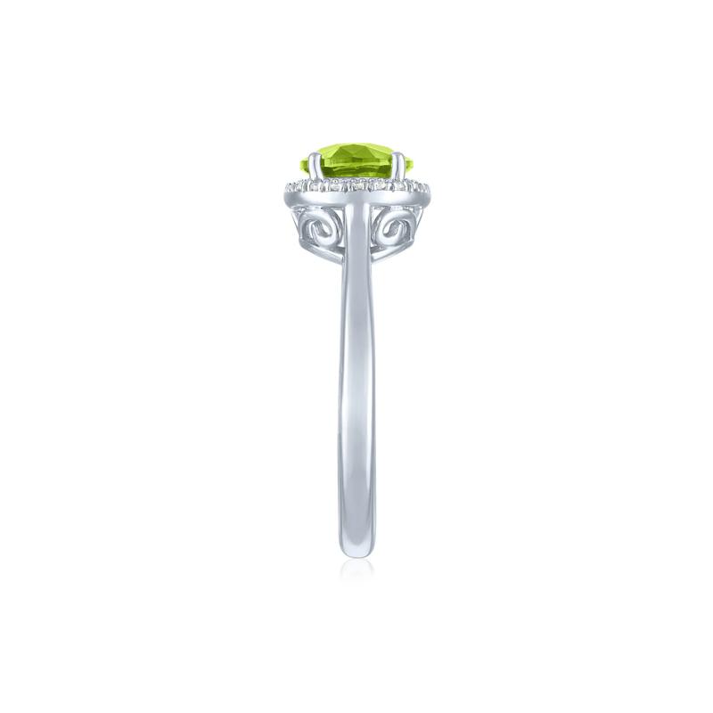 Peridot and Diamond Accent Halo Ring in Sterling Silver – Image 3 of 3