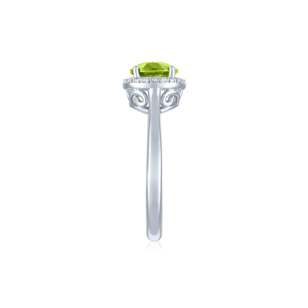 Peridot and Diamond Accent Halo Ring in Sterling Silver – Image 3 of 3
