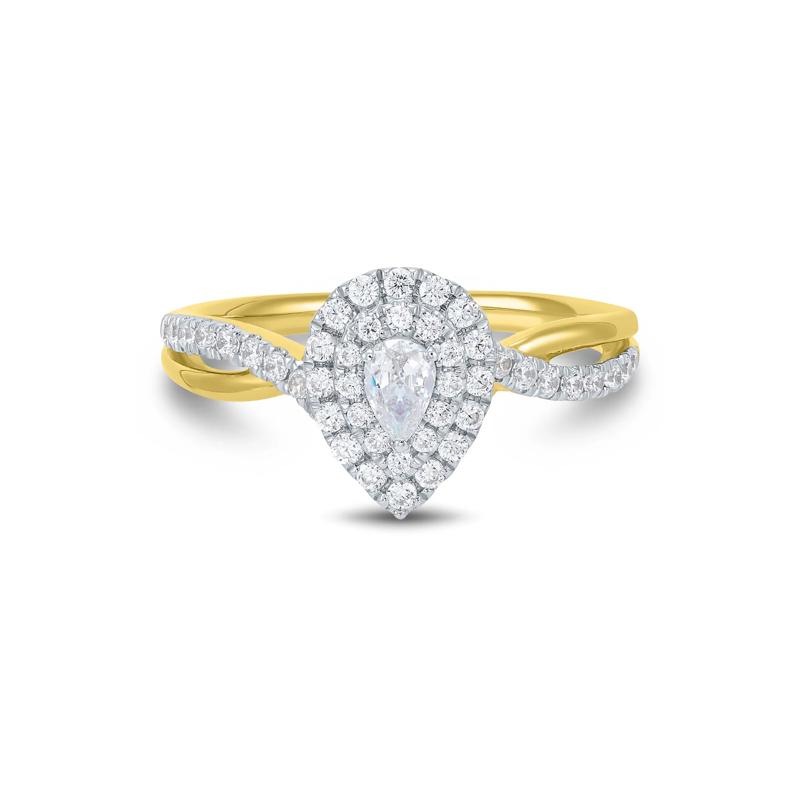 Pear-Shaped Diamond Engagement Ring in 14K Yellow Gold &#40;1/2 ct. tw.&#41; – Image 1 of 3