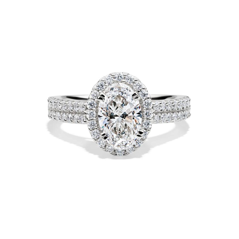 Lab Grown Diamond Oval Halo Engagement Ring in 14K White Gold (2 ct. tw.) – Image 1 of 5