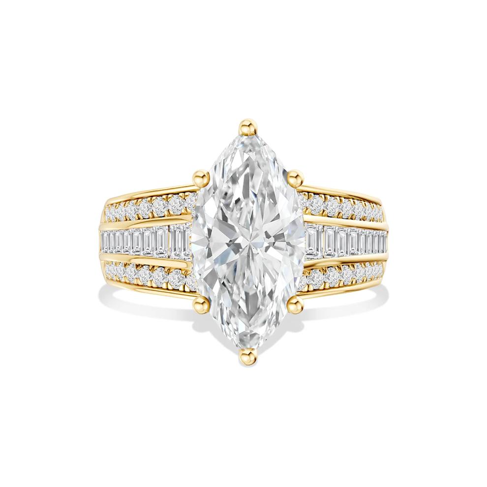 Lab Grown Diamond Marquise Center Engagement Ring in 14K Yellow Gold (3 3/4 ct. tw.) – Image 1 of 4