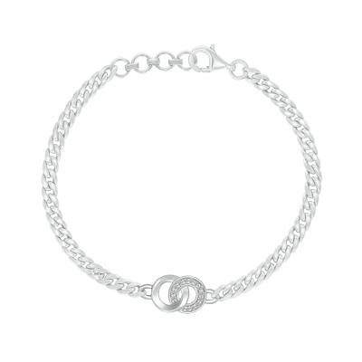 Diamond Connection Chain Link Bracelet in Sterling Silver (1/10 ct. tw.)