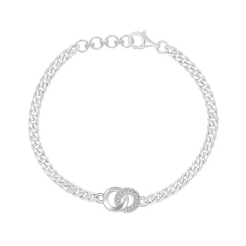 Diamond Connection Chain Link Bracelet in Sterling Silver &#40;1/10 ct. tw.&#41; – Image 1 of 2