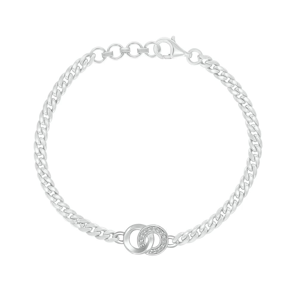 Diamond Connection Chain Link Bracelet in Sterling Silver (1/10 ct. tw.) – Image 1 of 2