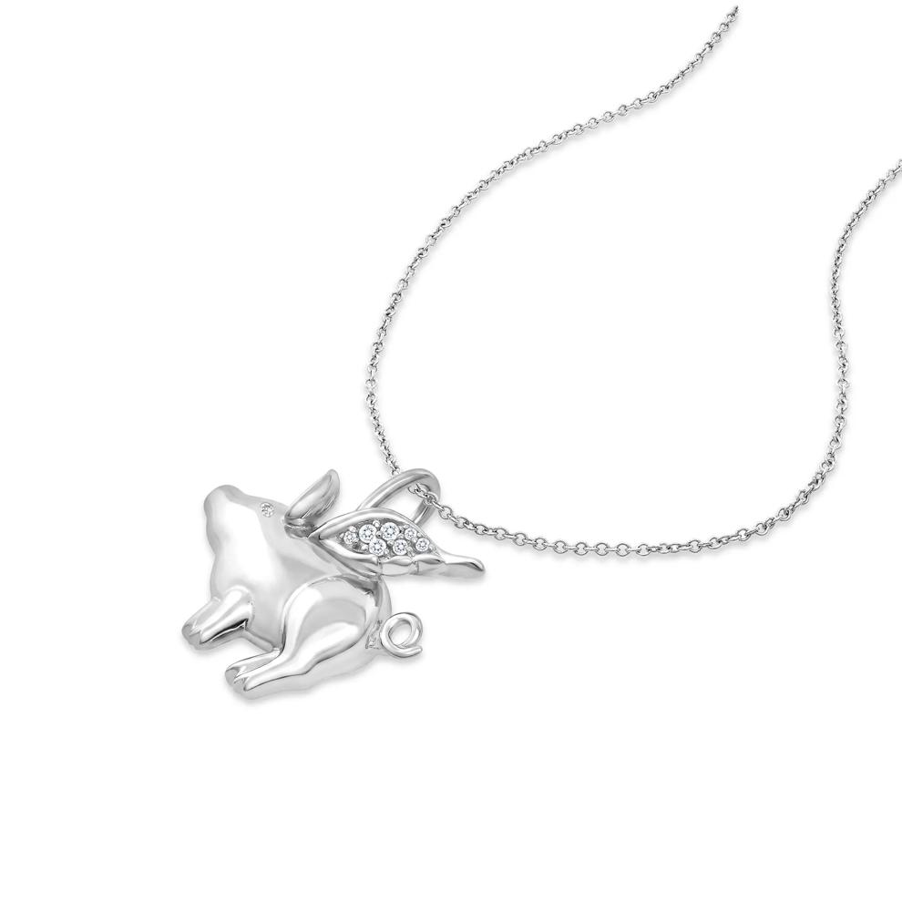 Diamond Accent Flying Pig Pendant in Sterling Silver – Image 4 of 4