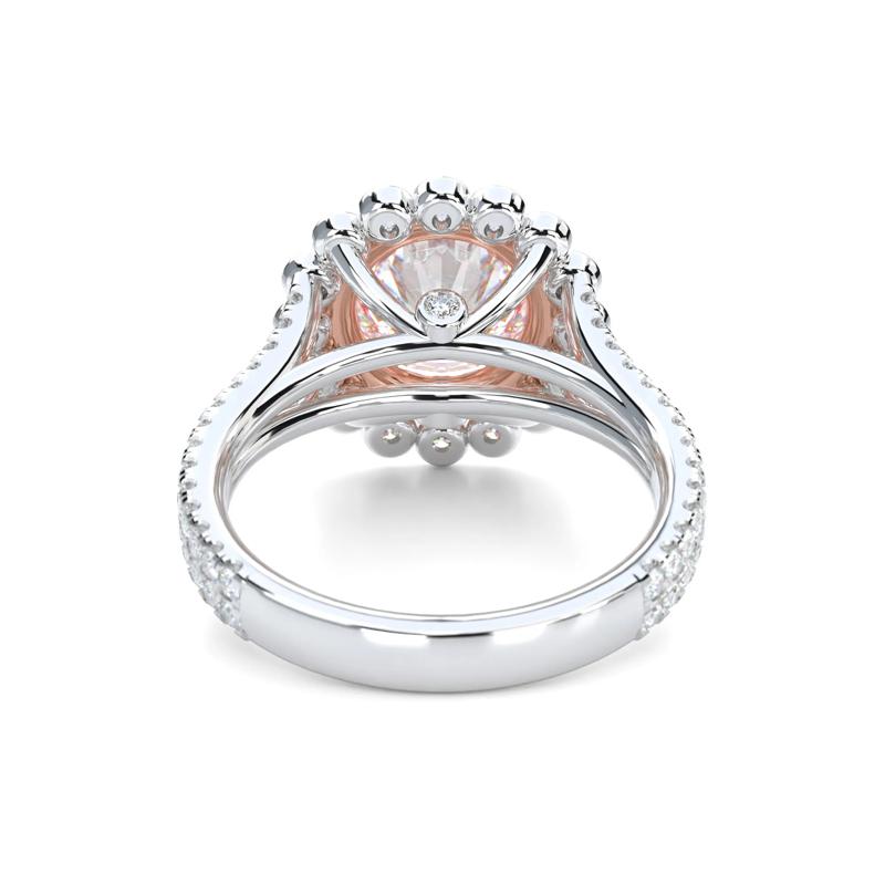 Lab Grown Diamond Bezel Halo Pink &amp; White Engagement Ring in Platinum &amp; 18K Rose Gold &#40;2 1/2 ct. tw.&#41; – Image 4 of 5