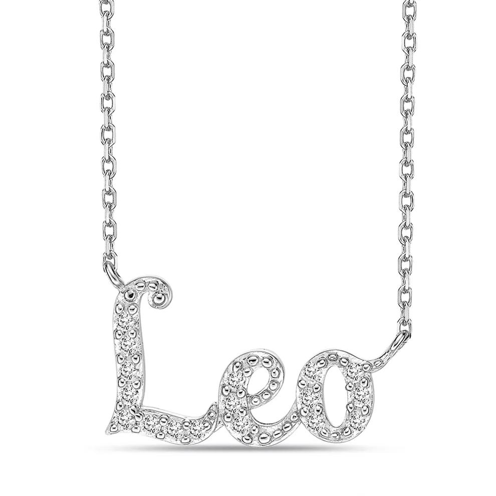 Leo Lab Created White Sapphire Necklace in Sterling Silver – Image 1 of 3