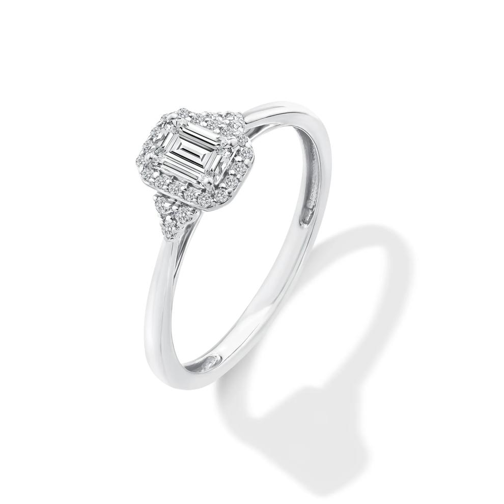 Lab Grown Diamond Emerald Center Halo Promise Ring in 10K White Gold (1/2 ct. tw.) – Image 4 of 4