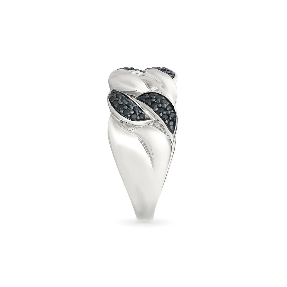 Black Diamond Cuban Link Ring in Sterling Silver (1/3 ct. tw.) – Image 3 of 5