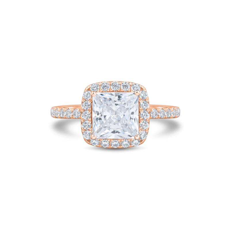 Lab Grown Diamond Princess-Cut Halo Engagement Ring in 14K Rose Gold &#40;2 ct. tw.&#41; – Image 1 of 3