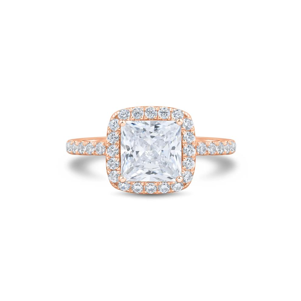 Lab Grown Diamond Princess-Cut Halo Engagement Ring in 14K Rose Gold (2 ct. tw.) – Image 1 of 3