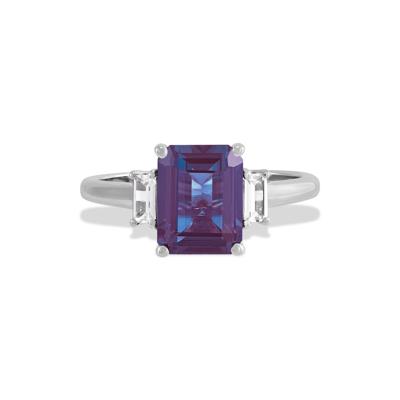 Lab-Created White Sapphire & Lab-Created Alexandrite Ring in Sterling Silver