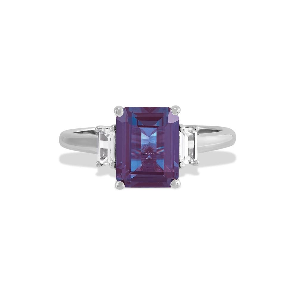 Lab-Created White Sapphire &amp; Lab-Created Alexandrite Ring in Sterling Silver – Image 1 of 4