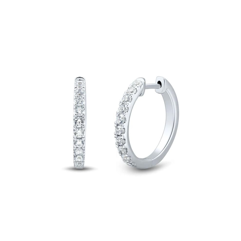 Lab Grown Diamond Hoop Earrings in 14K White Gold (1/2 ct. tw.) – Image 1 of 2