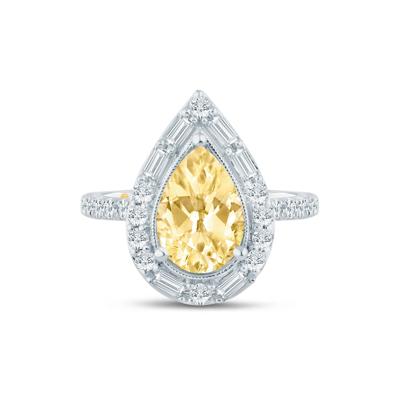 Sylvie Yellow Lab Grown Diamond Halo Engagement Ring in 14K Gold