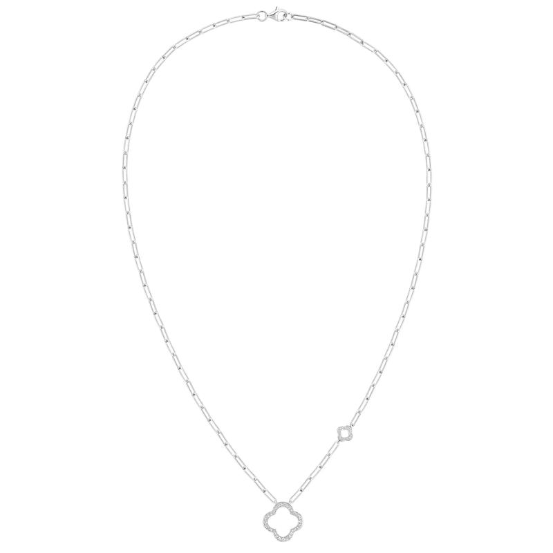 Diamond Clover Necklace in Sterling Silver &#40;1/4 ct. tw.&#41; – Image 1 of 3