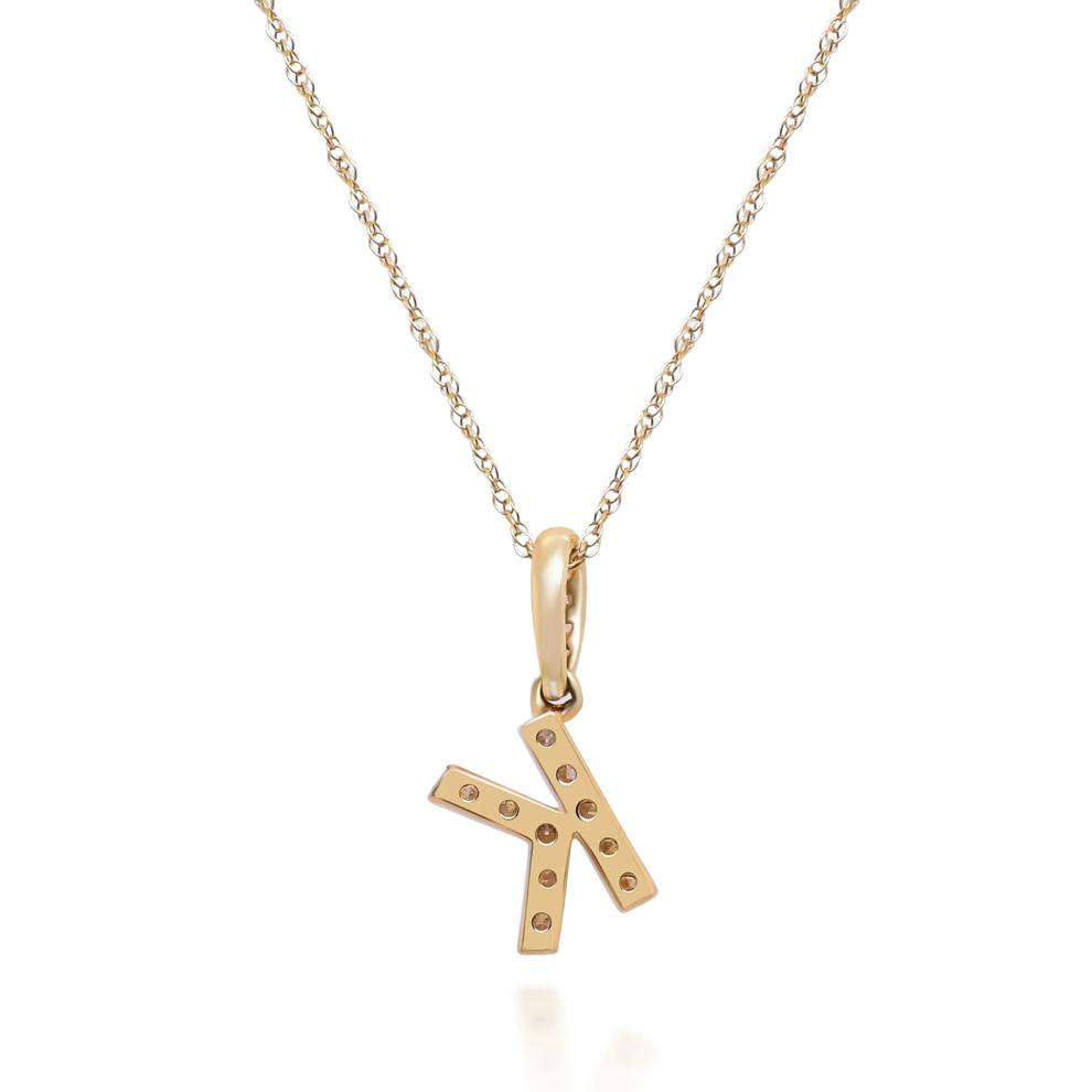 Diamond K Initial Pendant in 10K Yellow Gold (1/7 ct. tw.) – Image 3 of 4