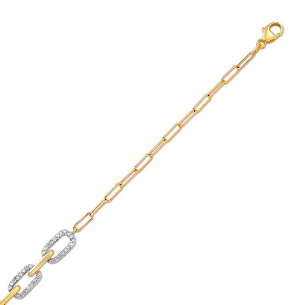 Diamond Paperclip Link Bracelet in 10K Yellow Gold (1/4 ct. tw.) – Image 2 of 3
