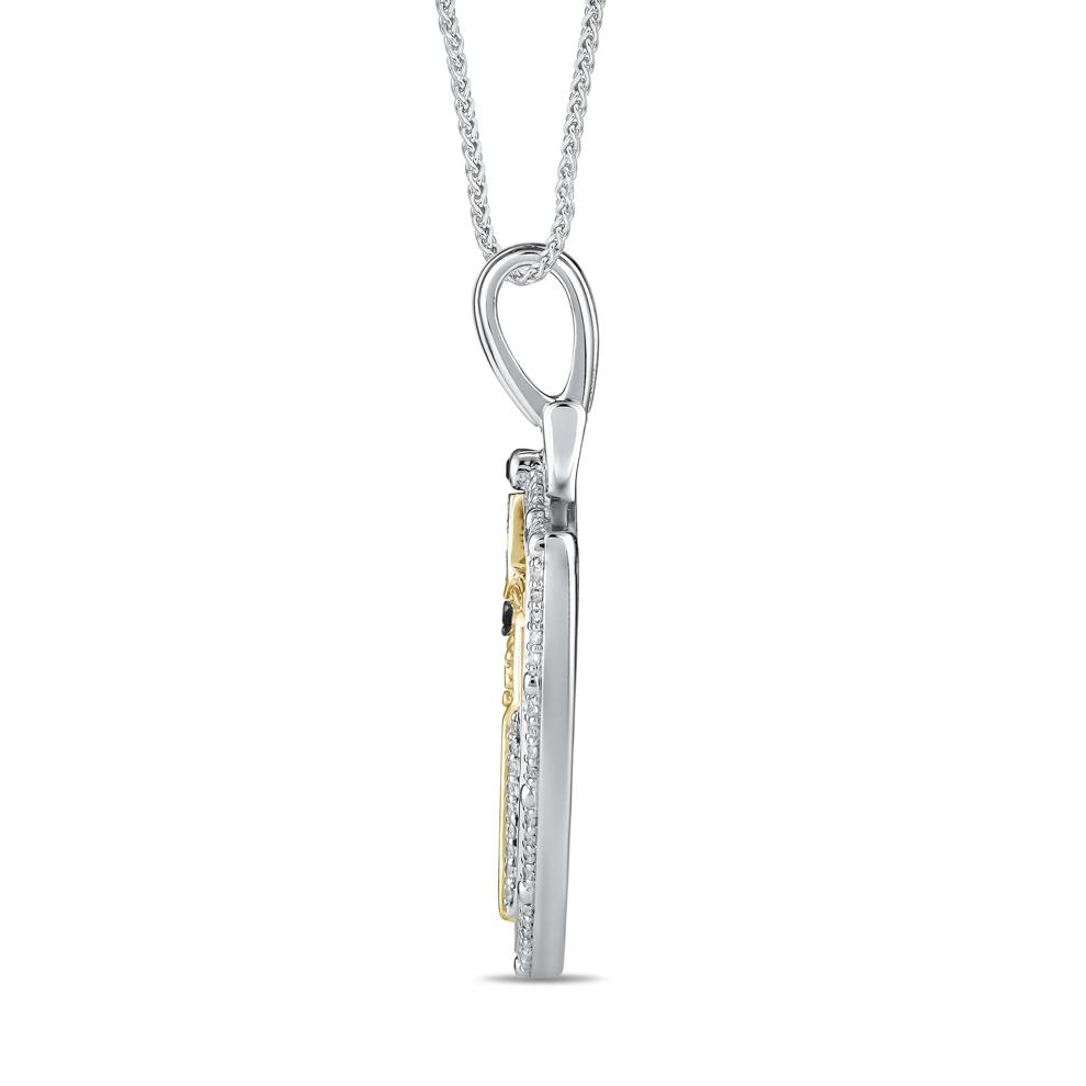Black and White Diamond Sword and Shield Pendant in Sterling Silver and 10K Yellow Gold (1/5 ct. tw.) – Image 2 of 4