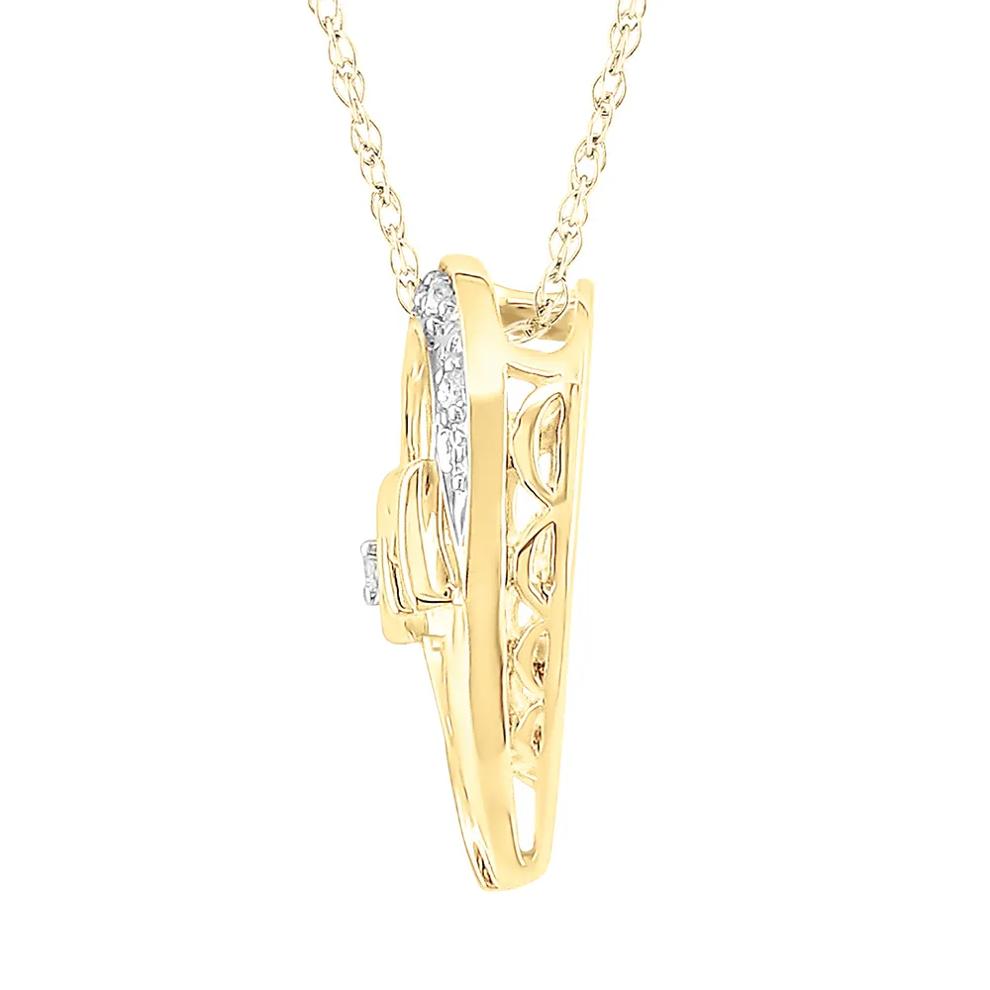 Diamond Mom Heart Pendant in 10K Yellow Gold – Image 2 of 3