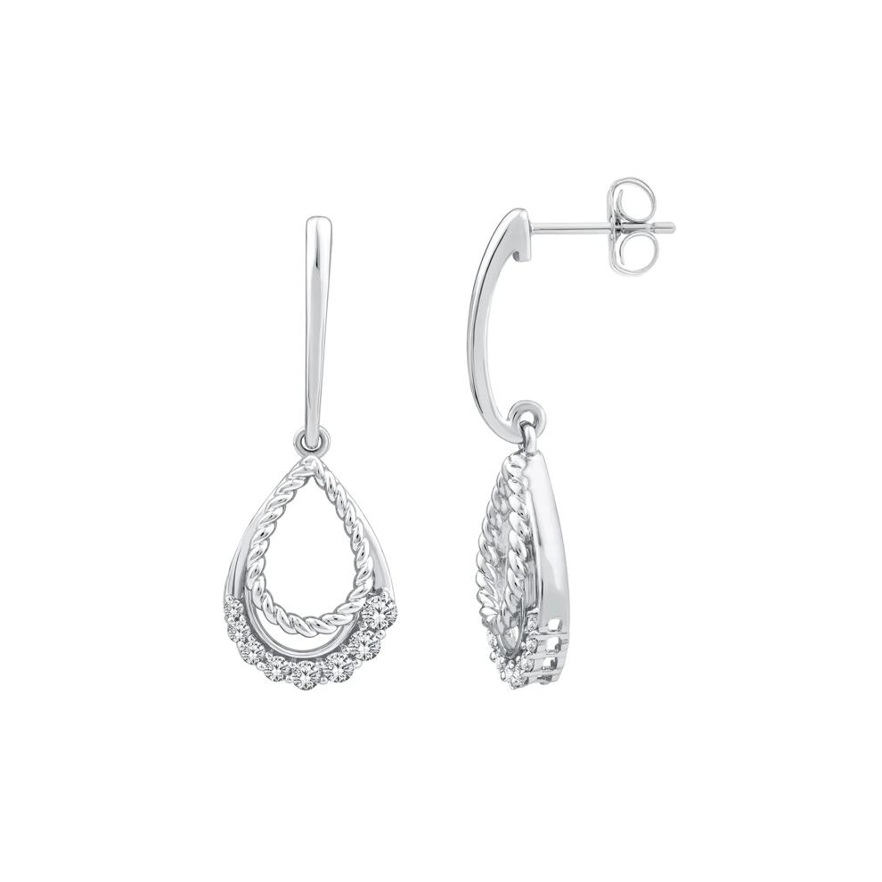 Diamond Double Teardrop Earrings in 10K White Gold  (1/3 ct. tw.) – Image 1 of 3