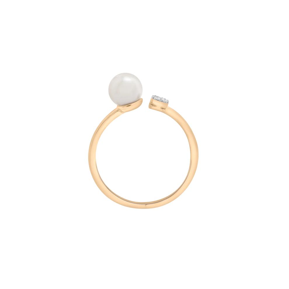 Freshwater Pearl and Diamond Acccent Open Band in 10K Yellow Gold – Image 2 of 5